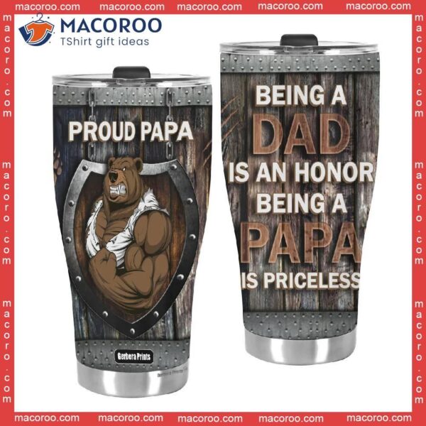 Father’s Day Priceless Papa Bear Dad Stainless Steel Tumbler