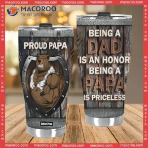 father s day priceless papa bear dad stainless steel tumbler 3