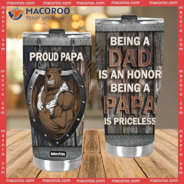 Father’s Day Priceless Papa Bear Dad Stainless Steel Tumbler