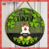 Feeling Lucky, Shamrock & Gold Coin, Personalized Dog Cat Wooden Signs, St. Patrick Day Front Door Decor