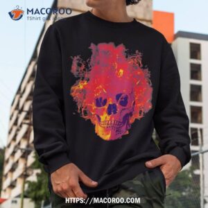 fiery flaming skull halloween shirt skull pumpkin sweatshirt