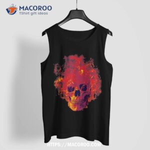 fiery flaming skull halloween shirt skull pumpkin tank top