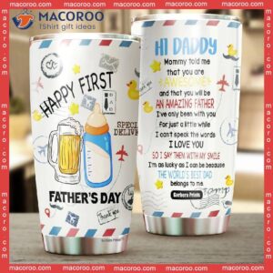 first father s day best dad letter funny beer and milk colorful stainless steel tumbler 1