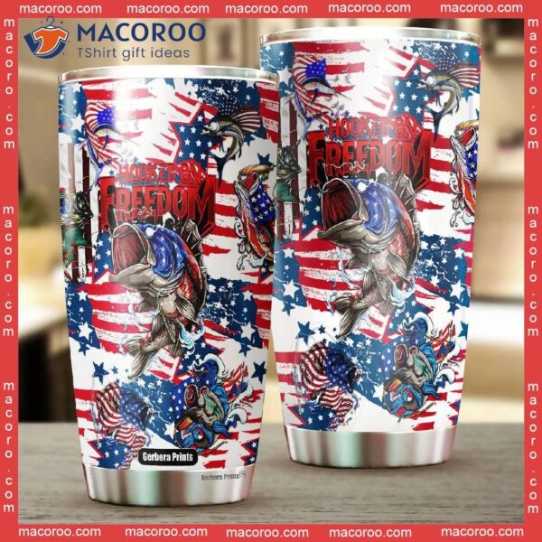 Fishing Hooked On Freedom American Stainless Steel Tumbler