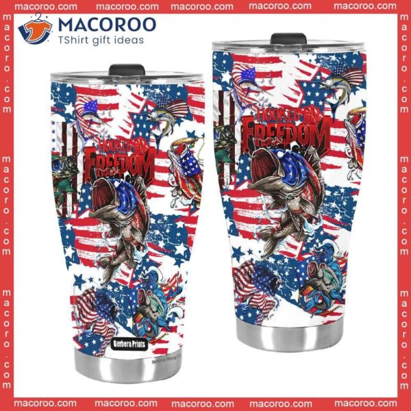 Fishing Hooked On Freedom American Stainless Steel Tumbler