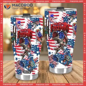 fishing hooked on freedom american stainless steel tumbler 3