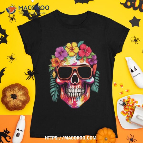 Floral And Wearing Sunglasses Halloween Skeleton Costume Shirt, Spooky Scary Skeletons