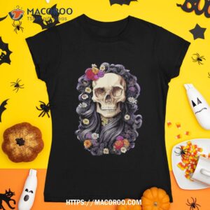 floral skull halloween decor gothic costume flower shirt skeleton masks tshirt 1
