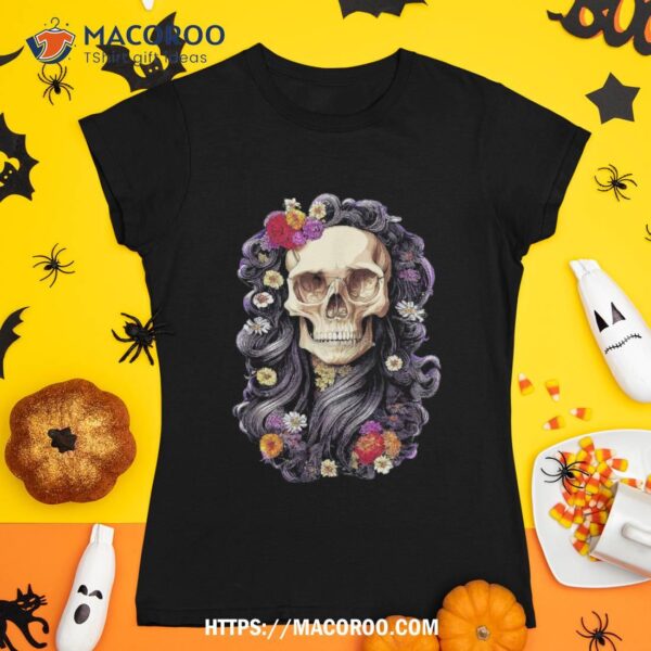 Floral Skull Halloween Decor Gothic Costume Flower Shirt, Skeleton Masks