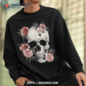 floral sugar skull rose flowers mycologist gothic goth shirt spooky scary skeletons sweatshirt