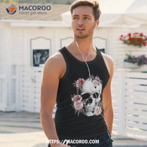floral sugar skull rose flowers mycologist gothic goth shirt spooky scary skeletons tank top
