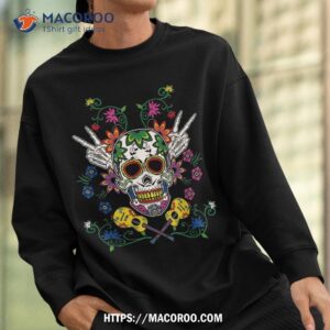 floral sugar skull souls day of dead guitar guitarist shirt halloween skull sweatshirt