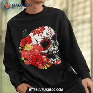 flower skull sugar roses halloween shirt spooky scary skeletons sweatshirt