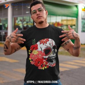 Flower Skull Sugar Roses Halloween Shirt, Spooky Scary Skeletons