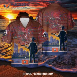 Flyover  The Us Army Oh-58d Kiowa, 1-230th Air Cavalry Regit Of The Tennessee National Guard, Conducted A 4th July Hawaiian Shirt Flyover.