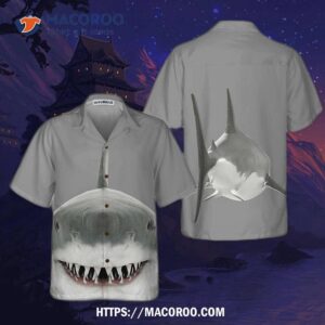 For   Shark Smile Hawaiian Shirt, Shark Button-up Shirt Adults, Print