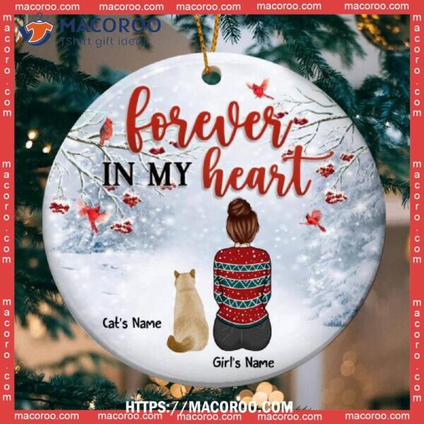 Forever In My Heart Freezing Cold Circle Ceramic Ornament, Cat Christmas Tree Ornaments