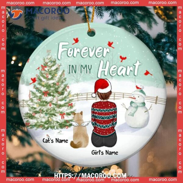 Forever In My Heart Pastel Mint Circle Ceramic Ornament, Cat Tree Ornaments