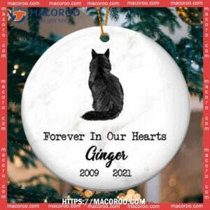 Forever In Our Heart, Personalized Cat Breed Circle Ceramic Ornament, Grey Cat Ornaments