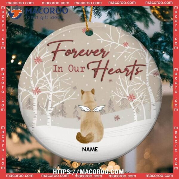 Forever In Our Hearts, Cat Memorial Ornament, Personalized Breeds Loss Of Gift, Cat Christmas Tree Ornaments