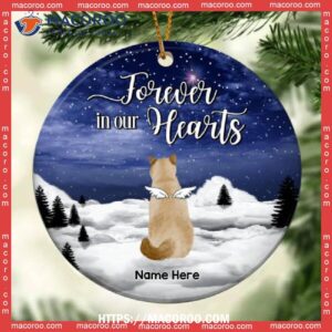 Forever In Our Hearts Stars Sky Night Circle Ceramic Ornament, Cat Christmas Tree Ornaments