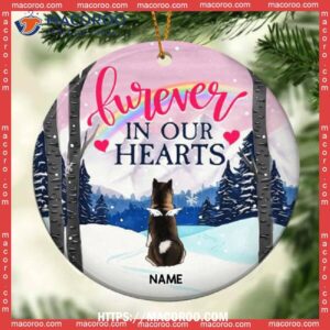 Forever In Our Hearts, Winter Forest Bauble, Pet Memorial Ornament, Golden Retriever Ornament