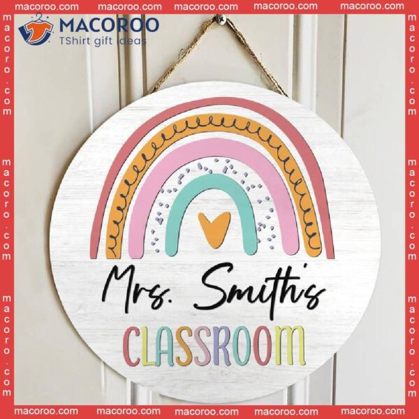 Front Door Decor, Back To School Gift,custom Teacher Name Sign, Rainbow Wall Hanging Hanger, Welcome Gift