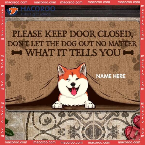 Front Door Mat, Gifts For Dog Lovers, Please Keep Closet Peeking From Curtain Custom Doormat