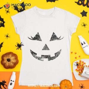 fun halloween jack o lantern pumpkin eyelashes face vintage shirt tshirt 1