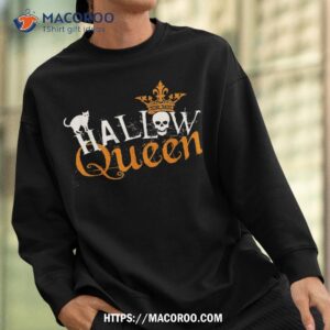 fun hallowqueen halloween shirt cat skull queen crown tee scary skull sweatshirt