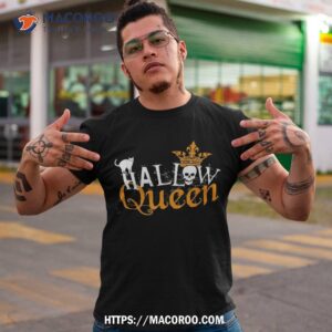 fun hallowqueen halloween shirt cat skull queen crown tee scary skull tshirt