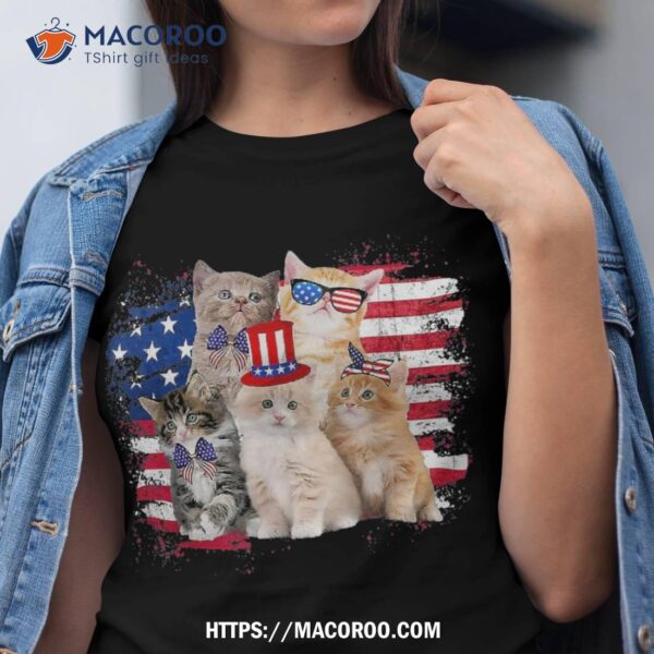 Funny Cat Patriotic Usa Lovers Moms 4th July Shirt