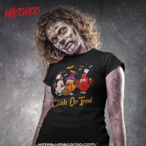 Funny Halloween Chick Or Treat Pumpkin Chicken Girl Farmer Shirt, Spooky Scary Skeletons
