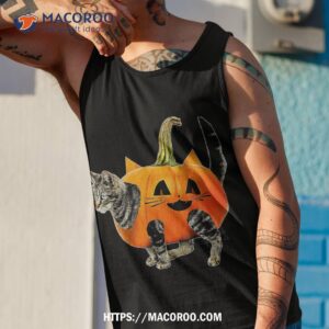 funny halloween jack o lantern pumpkin cat shirt for michael myers movie 2023 tank top 1