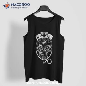 funny halloween nurse sugar skull day of the dead shirt scary skull tank top