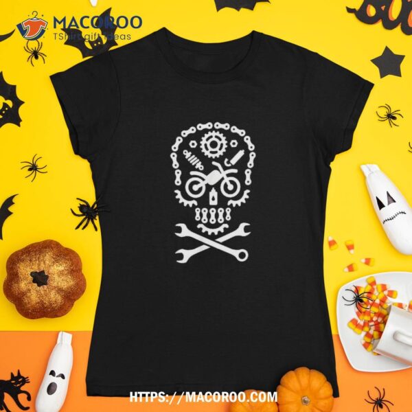 Funny Halloween Skull Motocross Motorcycle Dirt Bike Parts Shirt, Sugar Skull Pumpkin