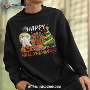funny halloween thanksgiving christmas happy hallothanksmas shirt scary skull sweatshirt