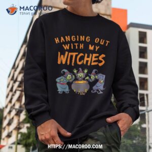 funny halloween witch chilling with my witchy zombies tee sweatshirt