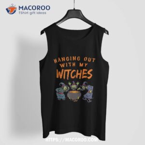 funny halloween witch chilling with my witchy zombies tee tank top