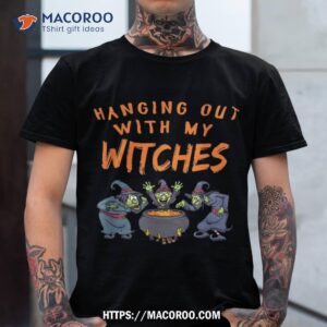 funny halloween witch chilling with my witchy zombies tee tshirt