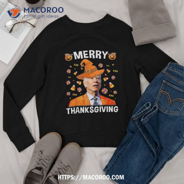 Funny Joe Biden Happy Halloween Shirt Merry Thanksgiving, Halloween Gifts For Girlfriend