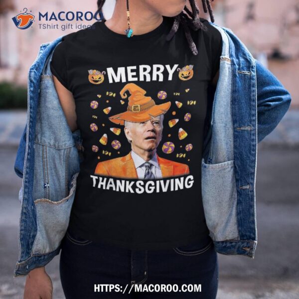 Funny Joe Biden Happy Halloween Shirt Merry Thanksgiving, Halloween Gifts For Girlfriend