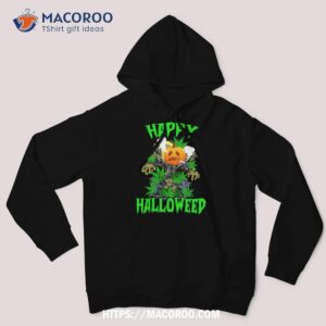 funny pumpkin stoner smoking weed happy halloweed halloween shirt hoodie