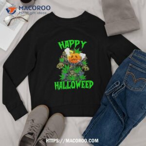 funny pumpkin stoner smoking weed happy halloweed halloween shirt sweatshirt