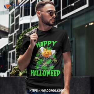 funny pumpkin stoner smoking weed happy halloweed halloween shirt tshirt