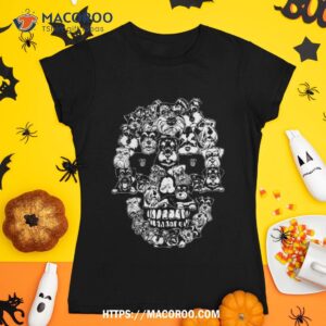 funny schnauzer skull dog skeleton halloween shirt spooky scary skeletons tshirt 1