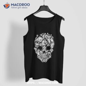 funny siberian husky skull dog skeleton halloween shirt sugar skull pumpkin tank top