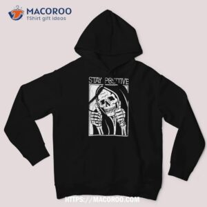 funny skull stay positive skeleton halloween motivational shirt skeleton masks hoodie