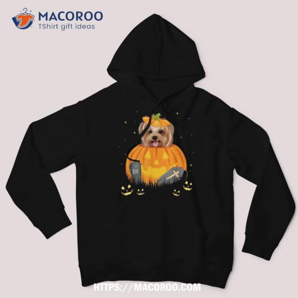 Funny Yorkie Inside Pumpkin Halloween Costume Dog Lover Gift Shirt