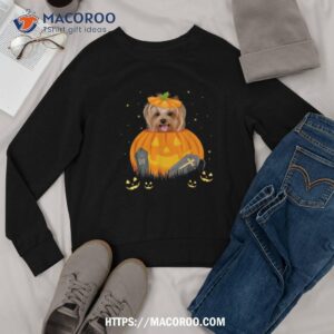 funny yorkie inside pumpkin halloween costume dog lover gift shirt sweatshirt